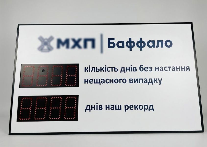 Електронне табло "Днів без травм" 1000х600 мм 07861 фото