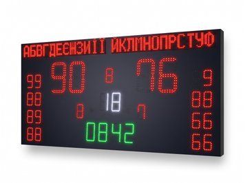 Універсальне спортивне світлодіодне табло 2100х1060 мм з рядком та сиреною (для волейболу, баскетболу, футзалу) 07862 фото