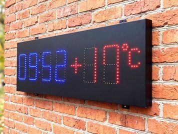 Светодиодные часы с термометром уличные 900х300 мм (LED табло времени и температуры) 07868 фото
