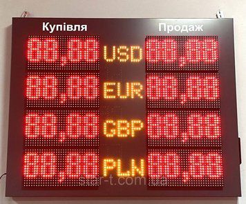Табло обмена валют 1000х800мм. 07833 фото