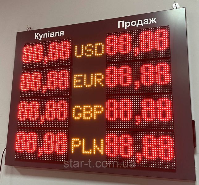 Табло обміну валюти 1000х800мм 07833 фото