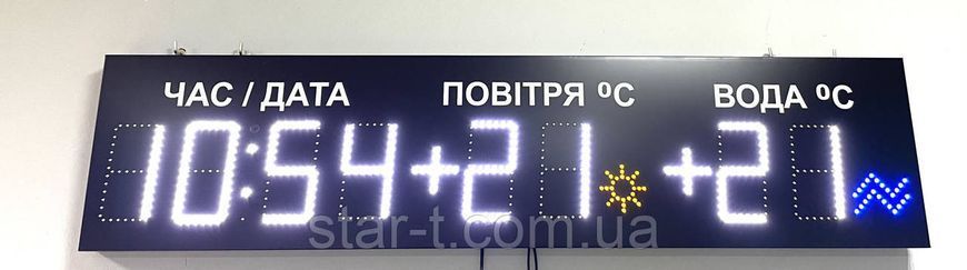 Світлодіодний годинник-термометр для басейну 07737 фото