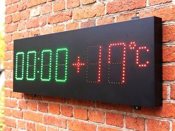 Світлодіодний годинник з термометром вуличний 900х300 мм (LED табло часу та температури, матове) 07843 фото