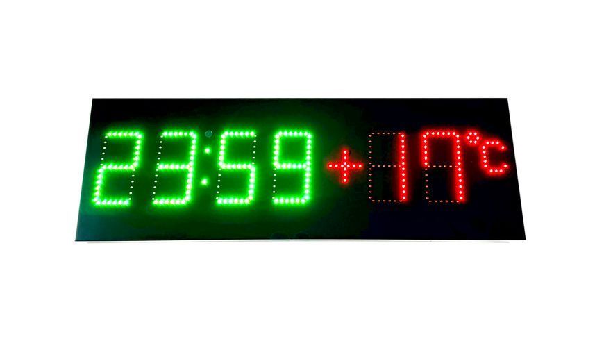 Світлодіодний годинник з термометром вуличний 900х300 мм (LED табло часу та температури, матове) 07843 фото