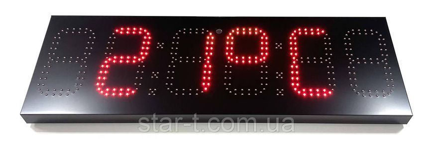 Годинник-термометр  на 6 цифр 900х300мм червоний 07502 фото